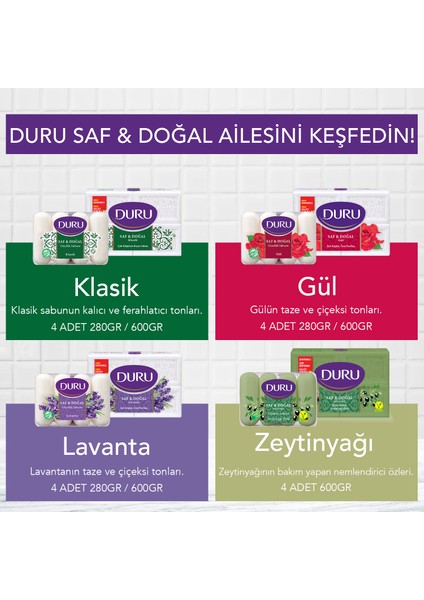 Saf & Doğal Lavanta 16 Adet Beyaz Kalıp Sabun 4x600gr