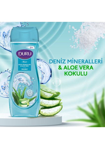 Moods Deniz Mineralleri & Aloe Vera Duş Jeli +Duş Lifi ile Birlikte 4X450ML