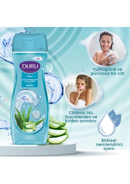 Moods Deniz Mineralleri & Aloe Vera Duş Jeli +Duş Lifi ile Birlikte 4X450ML