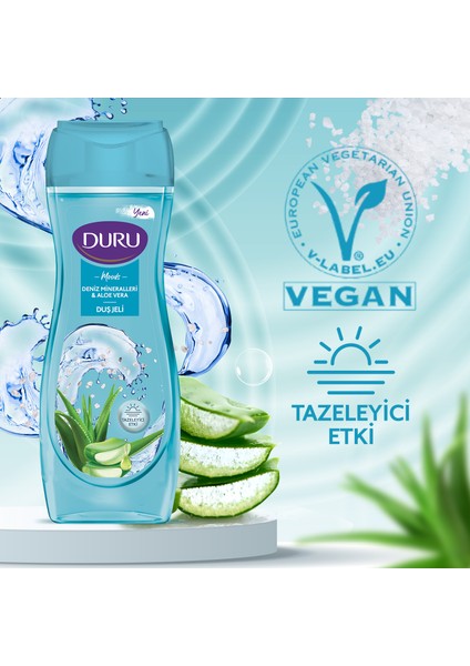 Moods Deniz Mineralleri & Aloe Vera Duş Jeli +Duş Lifi ile Birlikte 4X450ML