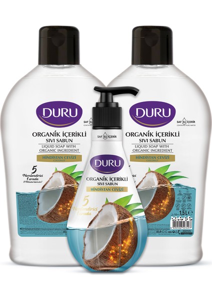 Organik Içerikli Hindistan Cevizli Sıvı Sabun 1,5+1,5+500ML