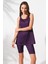 Askılı Tesettür Tankini Takım Mor 231930 3
