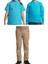 Unisex Çocuk Ribana Bel Keten Okul Pantolonu + Polo Yaka Kısa ve Uzun Kol T-Shirt 1