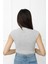 Hakim Yaka Dekolteli Crop Bady Gri - P-020498 3