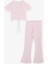 Kız Çocuk Ispanyol Paça Taytlı Crop Takım 5-10 Yaş, Pembe 1