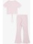 Kız Çocuk Ispanyol Paça Taytlı Crop Takım 5-10 Yaş, Pembe 2