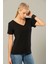 Erdem Weweus Siyah Kadın Viskon Ön ve Arka V-Yaka T-Shirt 237 1