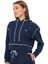 Lacivert Karyoka Dikişli Kadın Oversize Kapşonlu Sweatshirt | Yumuşacık Selanik | Nakışlı Beyaz Q Logo HOD5051 1