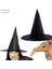 Halloween Siyah Renk Dralon Kumaş Cadı Şapkası ve Cadı Burnu 2 Li Set Yetişkin 1