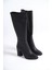 Kadın Paris Siyah Deri Yandan Fermuarlı Diz Altı Cizme 4