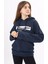 Lacivert Yazı Nakışlı Kapüşonlu Kız Çocuk Sweatshirt 16445 2