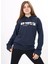 Lacivert Yazı Nakışlı Kapüşonlu Kız Çocuk Sweatshirt 16445 4