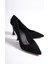 Hakiki Deri MB970-S Kadın İnce 9 cm Topuklu Siyah Süet Stiletto & Topuklu Ayakkabı 4