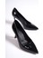Hakiki Deri MB972-S Kadın İnce 9 cm Topuklu Rugan Siyah Stiletto & Topuklu Ayakkabı 3