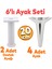 Aspen 6'lı Set Mobilya Tv Ünitesi Çekyat Koltuk Kanepe Baza Destek Ayağı Ayakları 20 Cm Krom M8 1