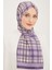 Trend Lila-Krem Ekose Desen Modal Şal 4713-07 1