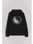 Siyah ve Beyaz Ying Yang Pokemon Minimal Ön ve Arka Baskılı Sweatshirt Kapüşonlu Hoodie 1
