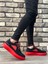 BA0302 Boa Kalın Taban Bağcıksız Tarz Casual Siyah Kırmızı Erkek Ayakkabı 5