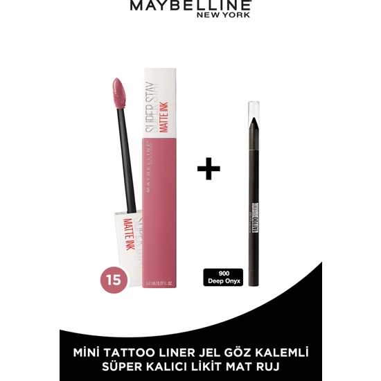Maybelline New York Super Stay Matte Ink Likit Mat Ruj - 15 Lover - Pembe Mini Tattoo Liner Hediyeli