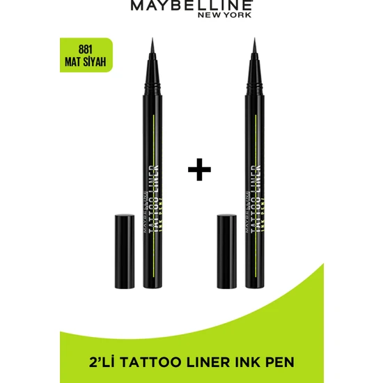 Maybelline New York 2'li Maybelline New York Tattoo Liner Ink Pen – 881 Mat Siyah Seti