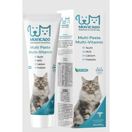 Muvicado Kedi Multi Vitamin Malt Macunu - Multi Paste - Kedilerde Sağlık Sistemi Güçlendirici Tüy Yumağı Önleyici