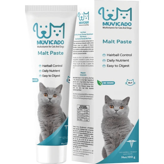 Muvicado Kedi Maltı - Kediler Için Tüy Yumağı Önleyici - Malt Paste  100G