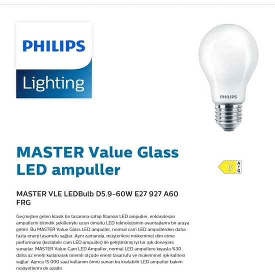 Philips Master Value Ledbulb E27 2700k Dim Edilebilir Led Fiyatı