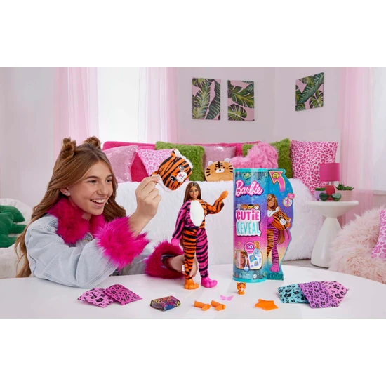 Barbie Cutie Reveal Bebekler Barbie Tropikal Orman Serisi - Kaplan, 3 yaş ve üzeri, HKP99