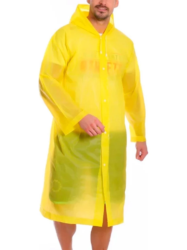 Newdaki Unisex Kadın ve Erkek Yağmurluk %100 Eva Çıtçıtlı Kapüşonlu Sarı Renk