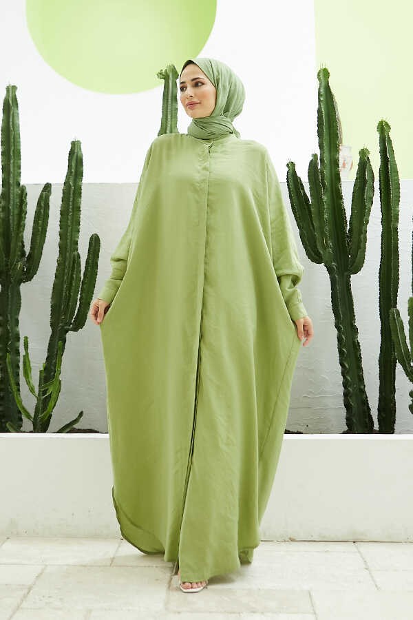 Neways 6571-FENDI Modal Abaya Fıstık Yeşili