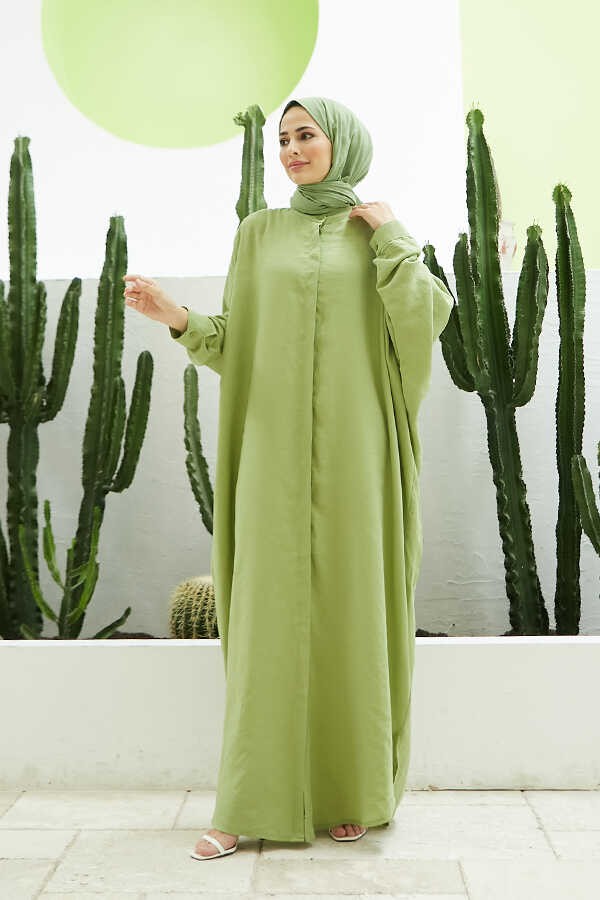 Neways 6571-FENDI Modal Abaya Fıstık Yeşili görsel 5