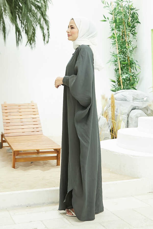Neways 6571-FENDI Modal Abaya Yağ Yeşili görsel 2