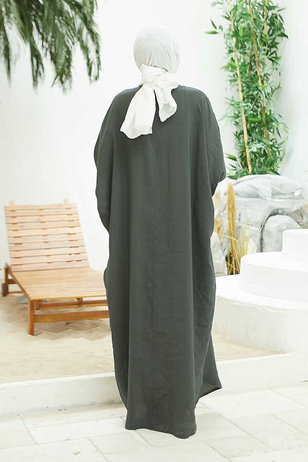 Neways 6571-FENDI Modal Abaya Yağ Yeşili görsel 4
