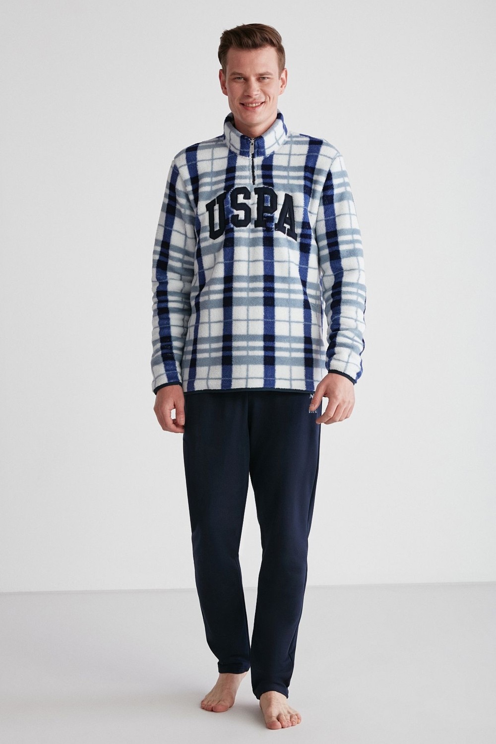 U.S. Polo Assn. 18754 Erkek Turuncu Polarlı Uzun Kollu Pijama Takımı -Turuncu