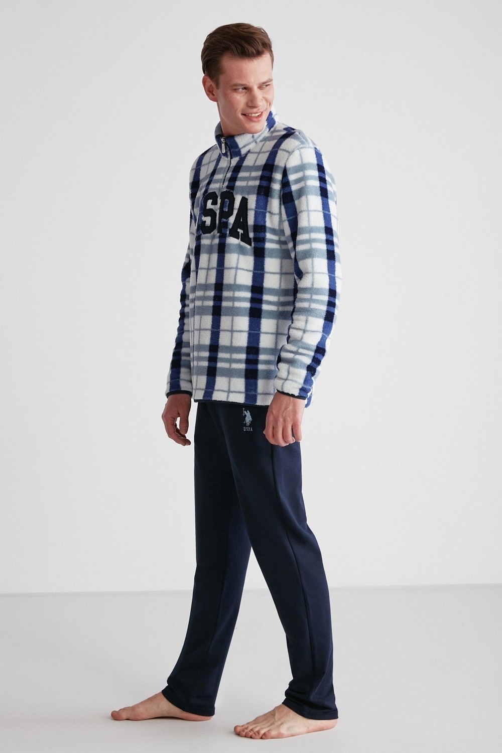 U.S. Polo Assn. 18754 Erkek Turuncu Polarlı Uzun Kollu Pijama Takımı -Turuncu görsel 2