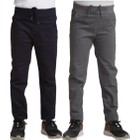 Unisex Çocuk Rahat Kalıp Ribana Bel Canvas Keten Okul Pantolonu 2 Adet