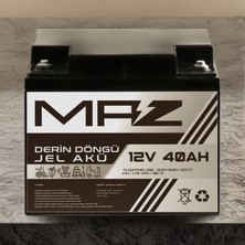 Maz Akü 12 Volt 40 Amper  Derin Döngü Jel Akü Max Performans