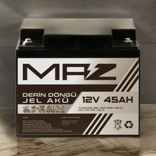 Maz Akü 12 Volt 45 Amper  Derin Döngü Jel Akü Max Performans