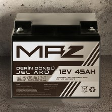 Maz Akü 12 Volt 45 Amper  Derin Döngü Jel Akü Max Performans