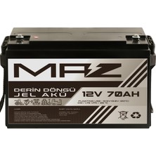 Maz Akü 12 Volt 70 Amper  Derin Döngü Jel Akü Max Performans