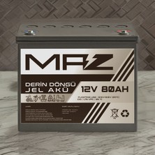 Maz Akü 12 Volt 80 Amper  Derin Döngü Jel Akü Max Performans