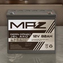 Maz Akü 12 Volt 80 Amper  Derin Döngü Jel Akü Max Performans