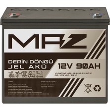 Maz Akü 12 Volt 90 Amper  Derin Döngü Jel Akü Max Performans