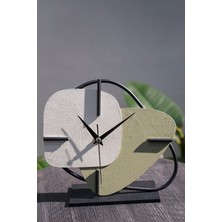 Muyika Design Muyika Brazil Metal Masa Saati Yeşil Krem 25X22CM