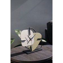 Muyika Design Muyika Brazil Metal Masa Saati Yeşil Krem 25X22CM