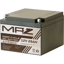 Maz Akü 12 Volt 26 Amper (Ah) Deep Cycle Jel Akü (Yeni Üretim)