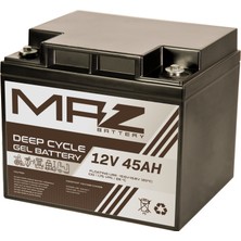 Maz Akü 12 Volt 45 Amper (Ah) Deep Cycle Jel Akü (Yeni Üretim)