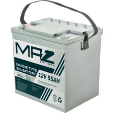 Maz Akü 12 Volt 55 Amper (Ah) Marine Jel Akü (Yeni Üretim)