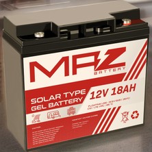 Maz Akü 12 Volt 18 Amper (Ah) Solar Jel VRLA Akü (Yeni Üretim)