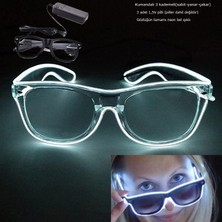 Pandoli 105 cm Kablo Kumandalı Neon Çepeçevre LED Işıklı Parti Gözlüğü Beyaz Renk 1 Adet Hawaretrohallow
